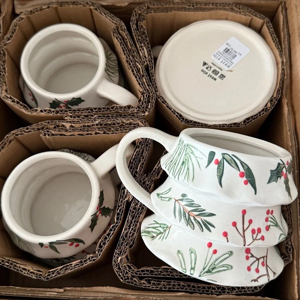West Elm Holiday mug set